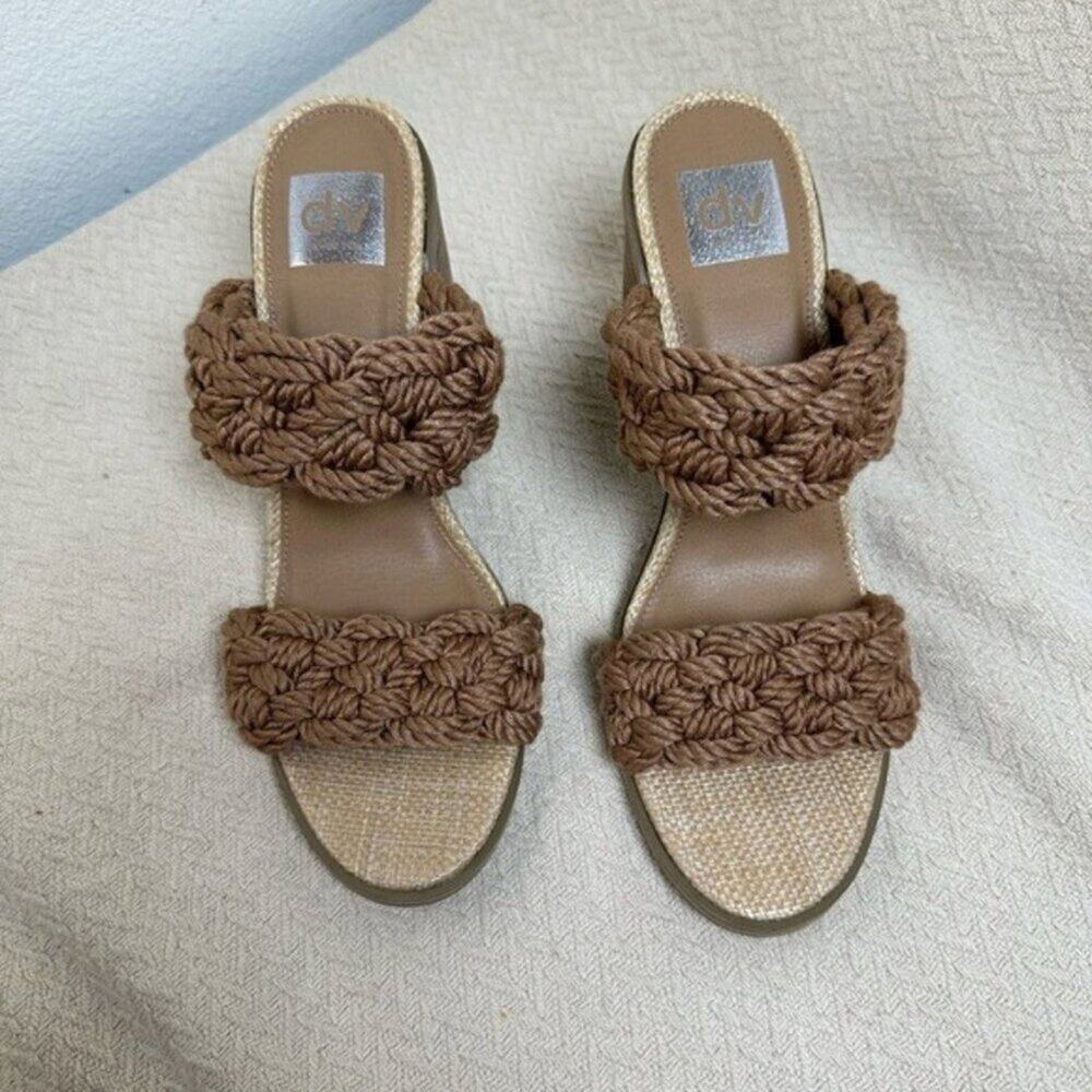 DV by Dolce Vita Roulette Toffee Brown Woven Block Heel Sandals Women’s 10 - Picture 7 of 12